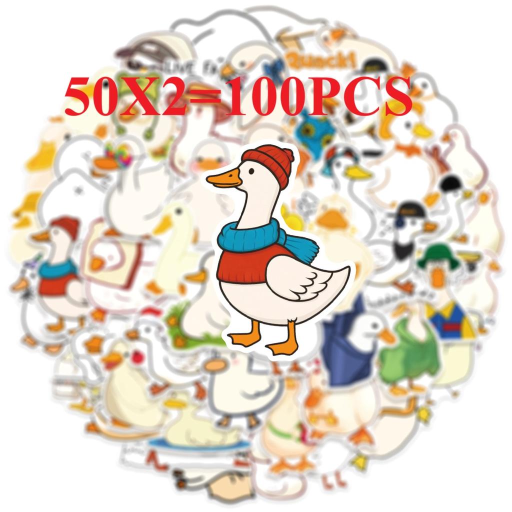 50/100PCS Cartoon Cute Duck Stickers Creative Sketches DIY Phone Cases Desktop Storage Box Stationery Decoration
