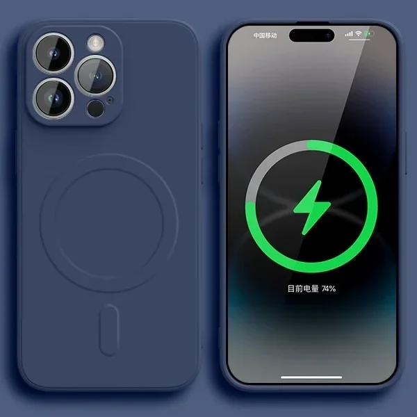 Flüssigsilikon Original Hülle Für iPhone 15 16 14 Plus 13 12 Mini 11 Pro Max X XR XS Für Magsafe Magnetisch Stoßfest Weiche Abdeckung