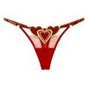 Love Heart Lolita Embroidered Lace-Up Thong - Plus Size Adjustable Sheer Anime Panties