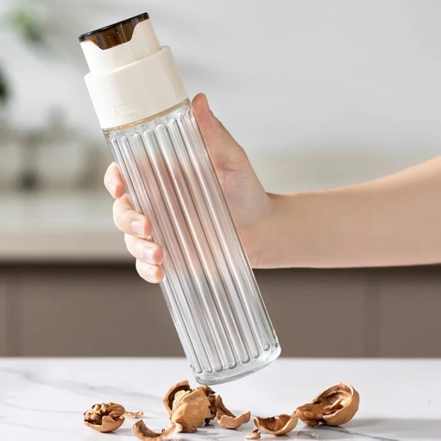 500ML Automatic Opening and Closing Oil Glass Bottle Leak-proof Olive Oil Storage Vinegar Dispenser for Cooking Baking Salad