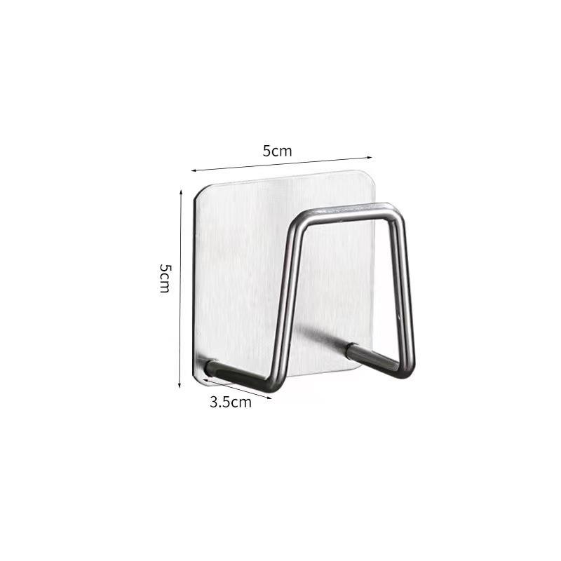 No-Punch Stainless Steel Adhesive Hook for Coats and Hats - Wall-Mounted for Home, Kitchen, and Bathroom Use