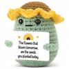 Creative Funny Handmade Crochet Emotional Support Dolls with Positive Energy Card Desktop Ornament Home Decor for Friend Gifts