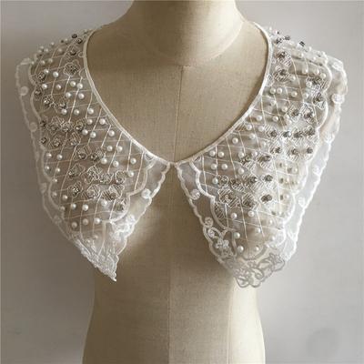 White I Bead Embroidery Sequins Embroidery Clothing Accessories Lace Lace Collar Diy Decorative Dress Clothes Neckline Accessories