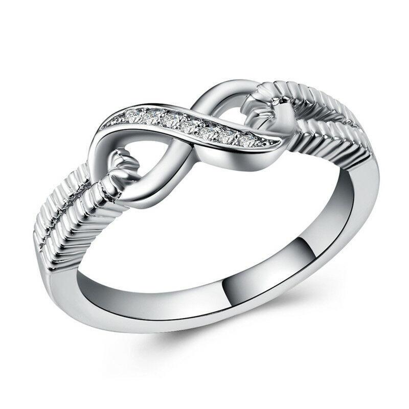 Elegant Silver Alloy Infinity Ring With Sparkling For Trendy Fashion Lovers