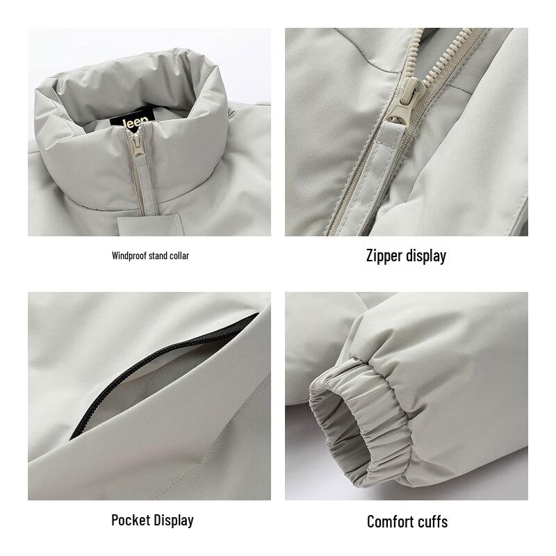 Jeep Men's Winter Windproof Stand-up Collar Casual Padded Jacket