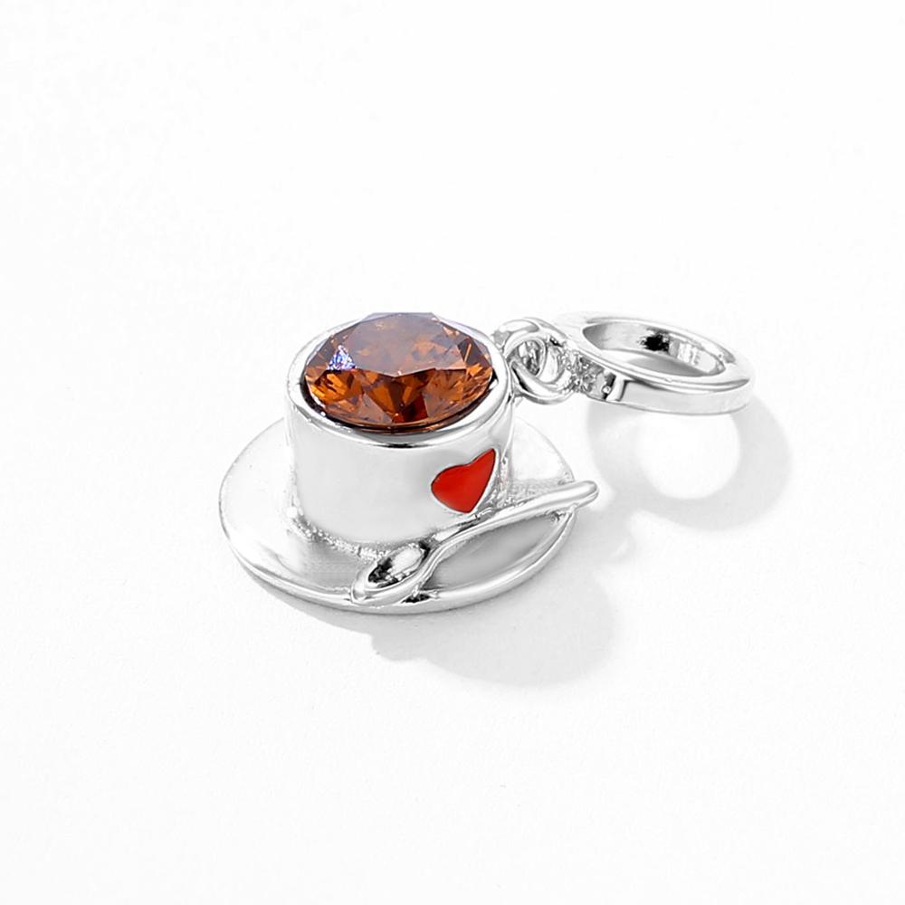 Brand New Arrivals Coffee Cup Afternoon Tea Beverage Series Copper Metal Dangle Charm Bead Component Compatible With Authentic Original Bracelet High