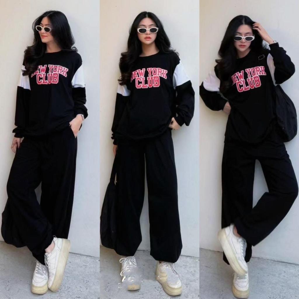 Women's Retro Letter Print Hoodie & Joggers Set - Spring/Fall