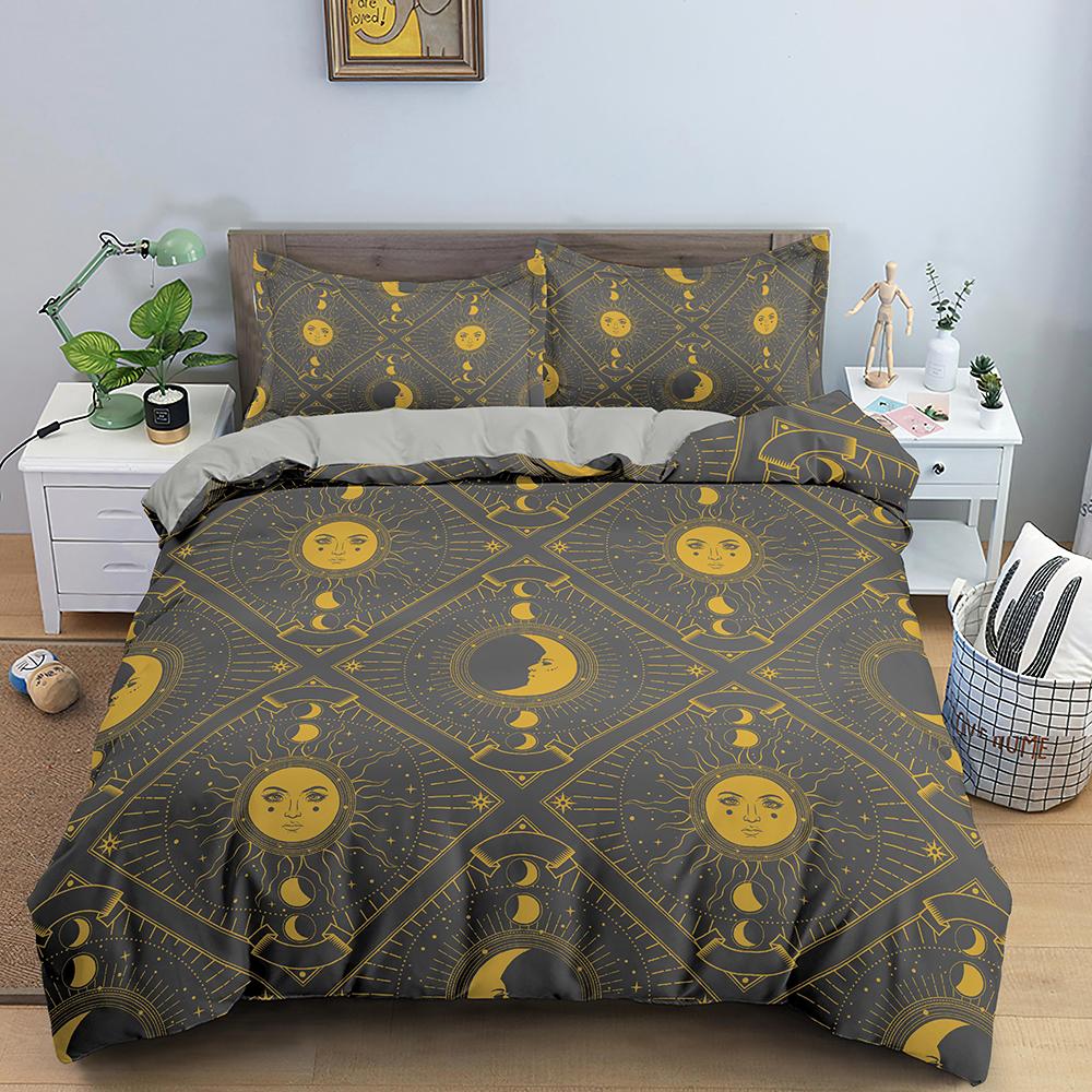 Bohemian Duvet Cover Set Universe Sun And Moon Themed Polyester Comforter Cover King Queen Full Size For Kids Boys Bedding Set