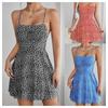 Summer Floral Printed Backless Suspender Short Dress Sexy Slim Fit Loose Lace-up A-line Party Dresses Casual Sexy Fashion Holiday Elegant Clothing