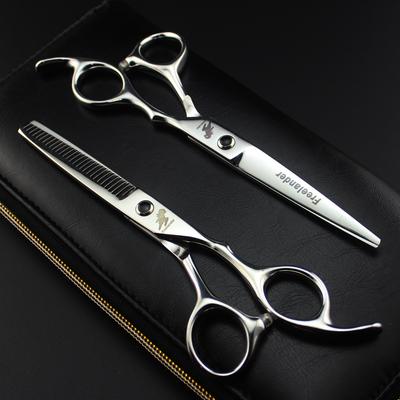 6,0 polegadas, tijolo preto Freelander, tesoura de cabelo, tesoura de cabelo, tesoura reta, tesoura de desbaste, fina 6H D