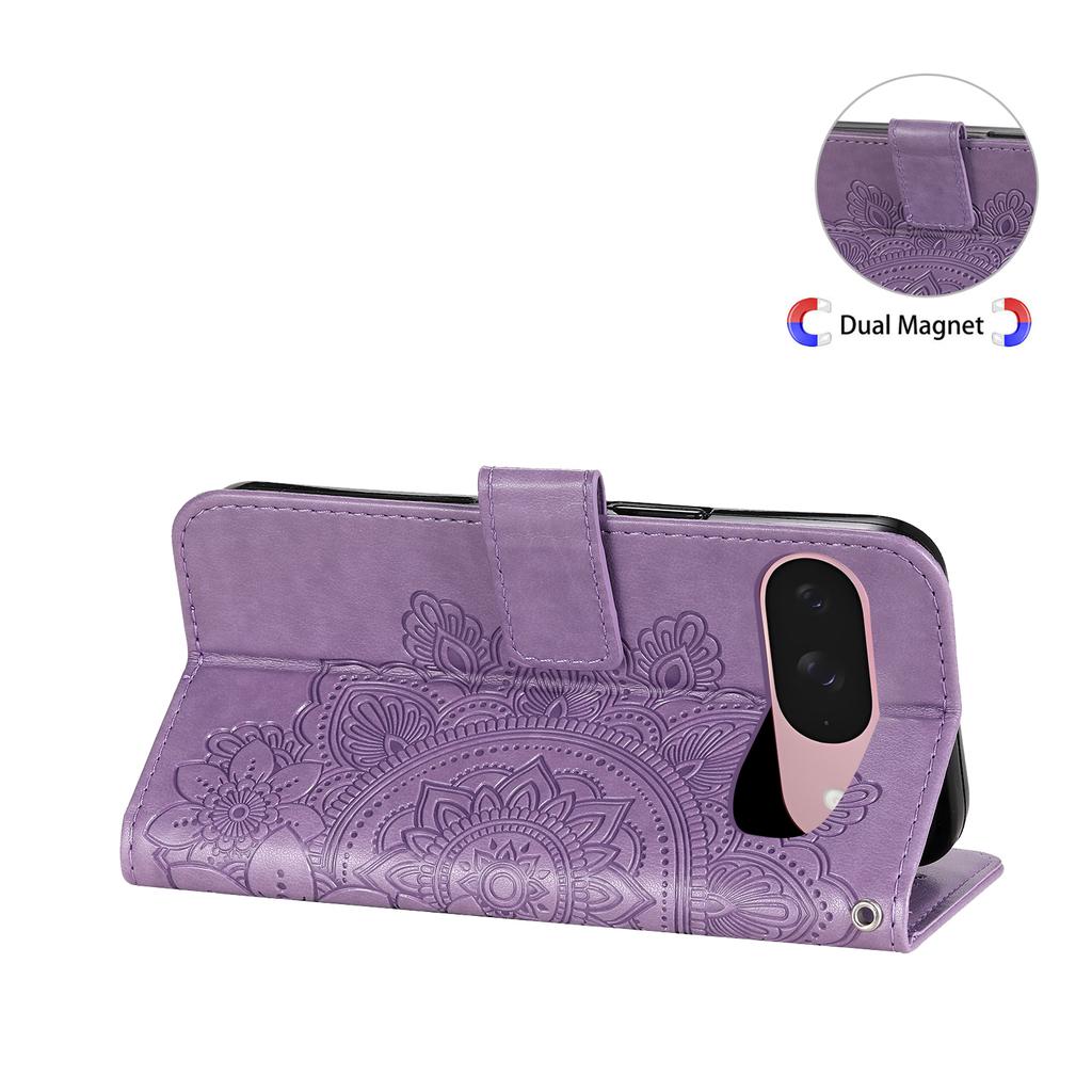 Für Google Pixel 9a Hülle Blumenmuster PU Leder Brieftasche Ständer Handyhülle