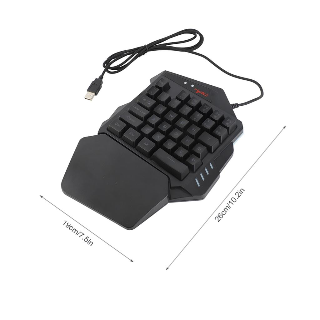 One Handed Gaming Keyboard USB RGB Wired Illuminated Keyboard Gaming Accessory for Desktop PC Laptop