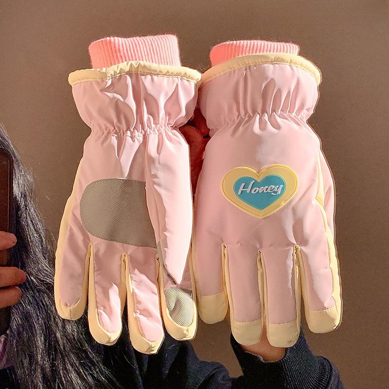 

Cycling Full Finger Touch Screen Gloves for Women in Winter Warm and Plush Ski Waterproof and Cold Proof Electric Bike Riding one size