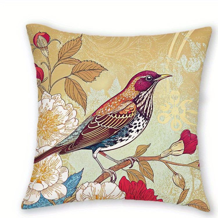 1/4pcs Vintage Floral Bird Throw Pillow Covers Rustic Farmhouse Decorative Cushion Cases for Home Sofa Bedroom Cushion cover
