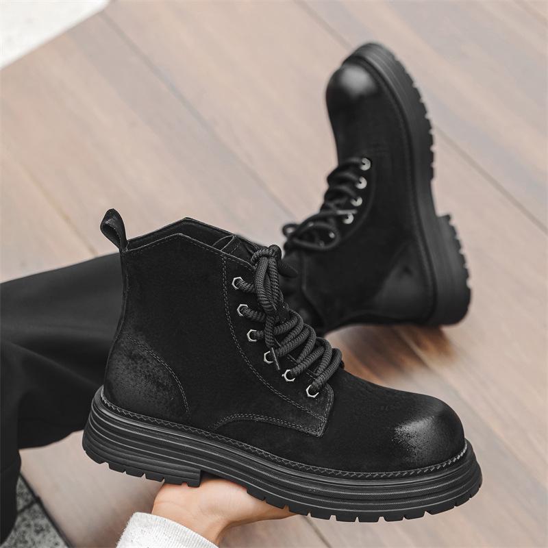 Men's 2024 Retro Martin Boots: British Style, Wear-Resistant, Thick-Soled, Autumn Trendy Yellow Boots