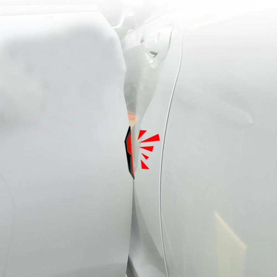 4x Car Side Door Edge Anti-scratch Reflective Strip Carbon Fiber Style Reflective Warning Protector Stickers Decor Warning Strip
