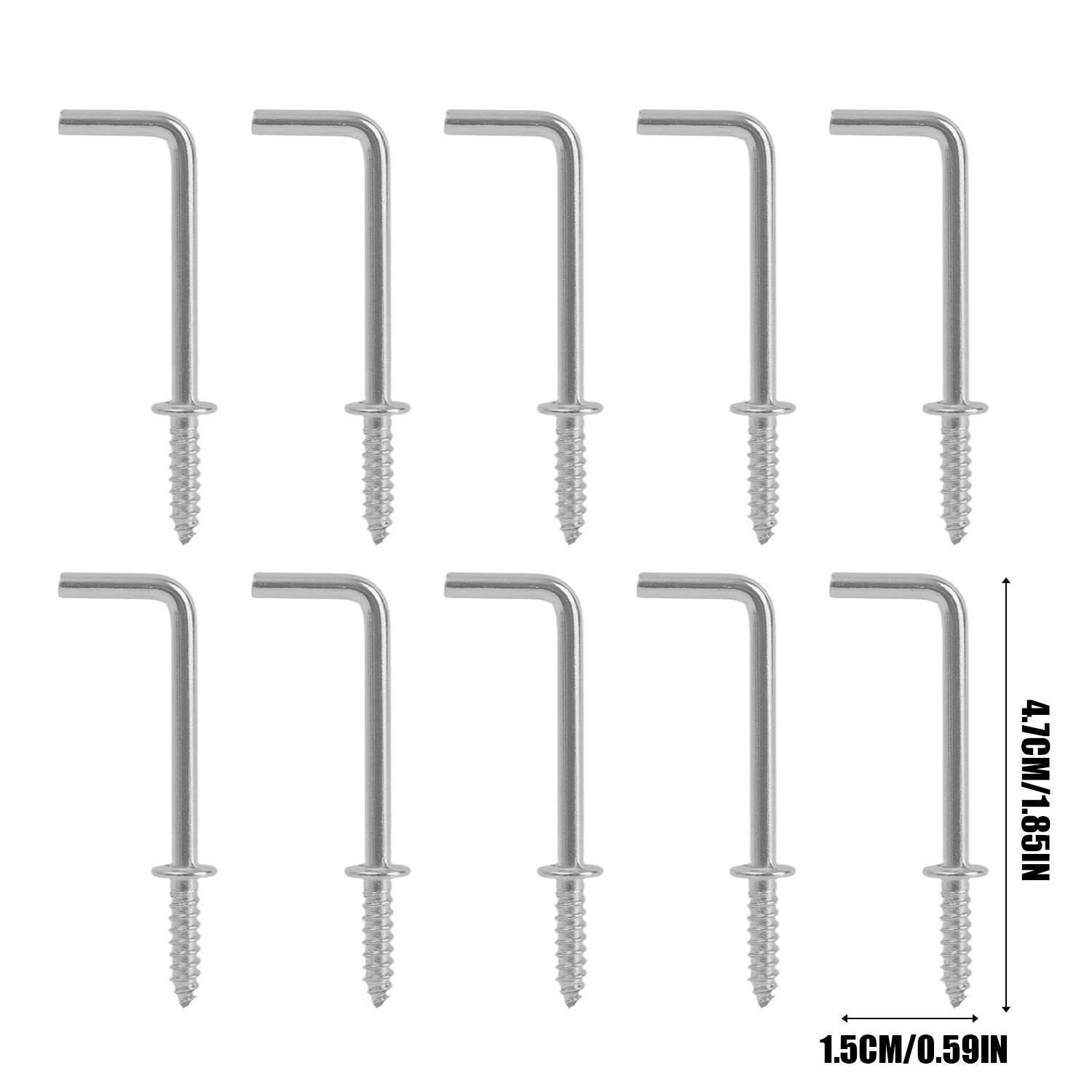 

L Shaped Self Tapping Screw Hook Heavy Duty Metal Right Angle Screws For Hanging Kitchen Bathroom Organizer Hook Hardware Tools 10PCS срібний