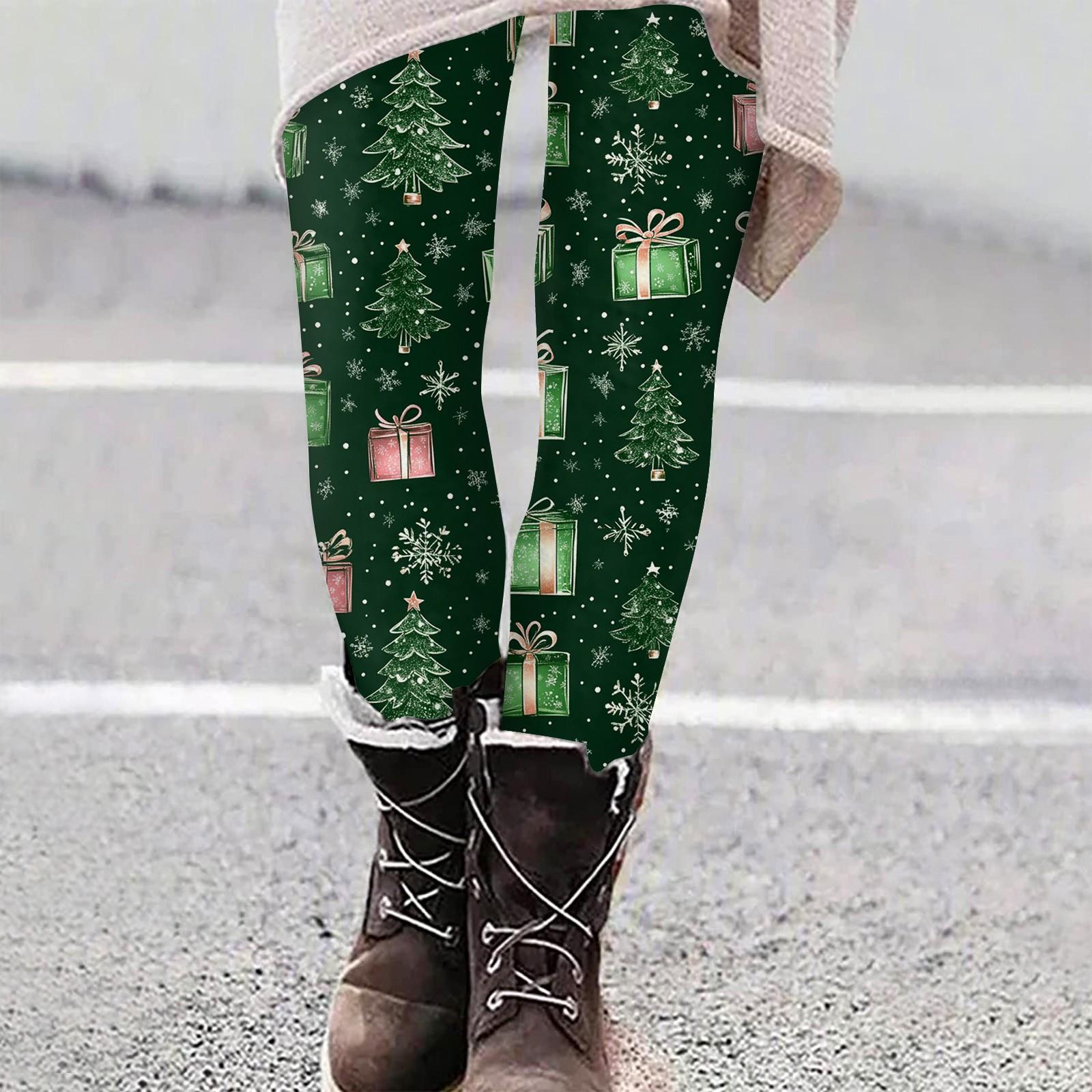 

Женские повседневные уличные брюки с рождественским узором, облегающие эластичные укороченные брюки для йоги M