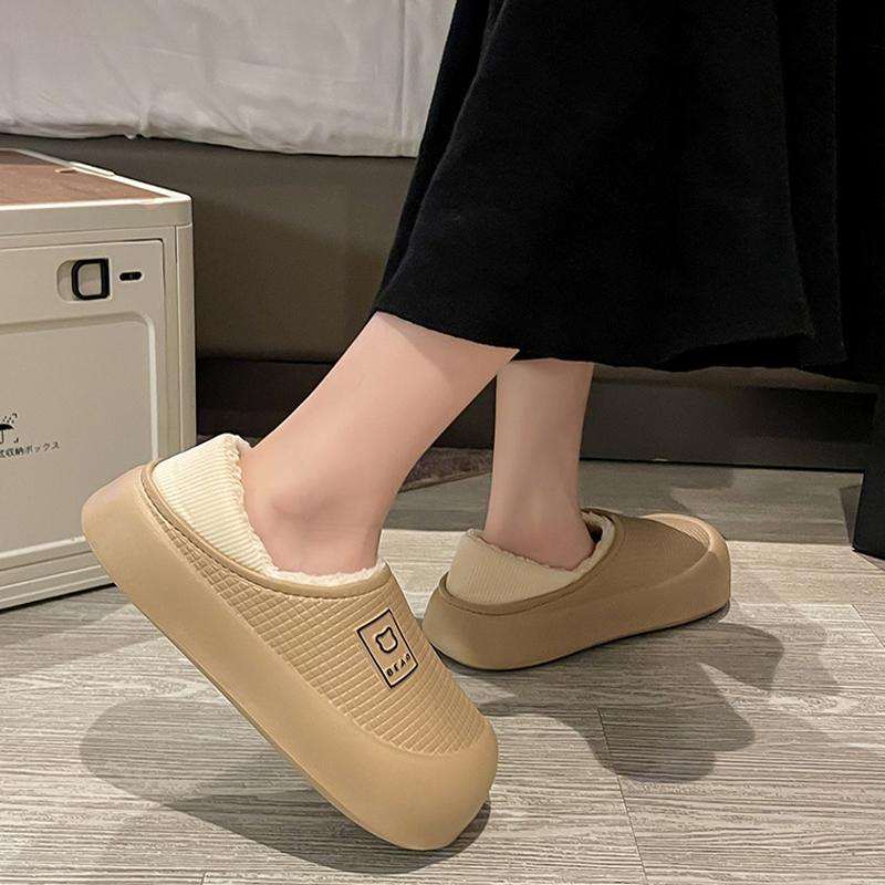 Fashion Litfun Fluffy Women's Cotton Slippers Platform Slip On Indoor Slides Furry Warm Home Slides Waterproof Non-slip Women's Slippers