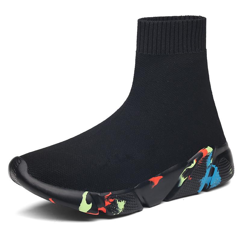Brand Unisex Socks Shoes Breathable High-top Running Shoes Men's Casual Sneakers Mesh Stretch Fabric Slip-On Ladies Sports Shoes
