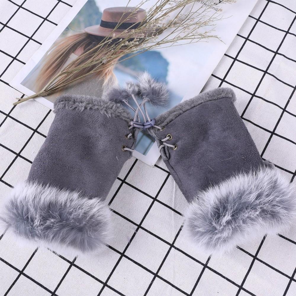 Thicken Warm Fingerless Mittens Suede Wrist Warmers Y2K Leopard Print Gloves  Women