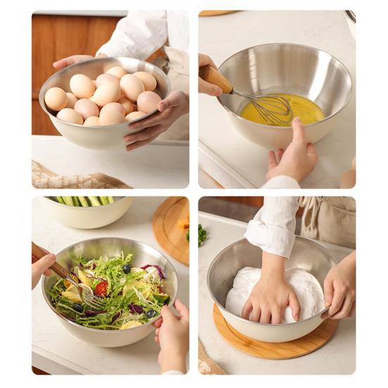 Stainless Steel Drain Basket Set with Lid Multi-Purpose Vegetable Salad Bowl Large Fine Mesh Kitchen Colander for Fruits Rice Washing