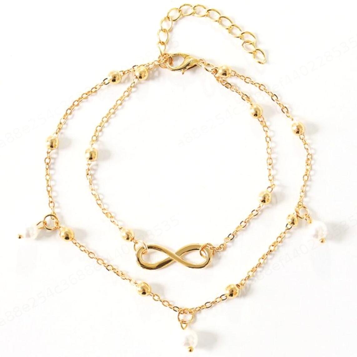 

Восемь двойных жемчужных браслетов Женские двухниточные браслеты ручной работы из бисера золотой