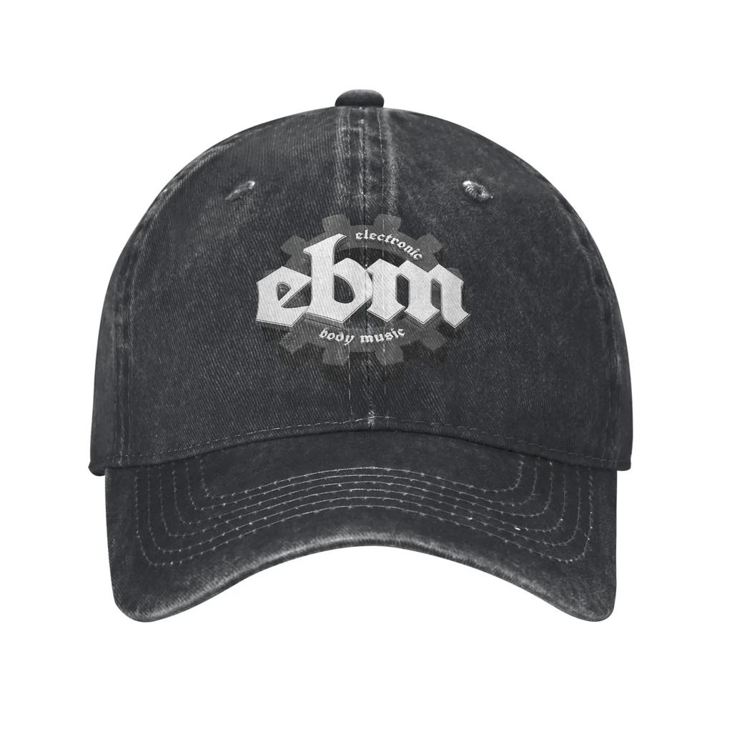 EBM Electronic Body Music Unisex Baseball Cap Industrial Dance Distressed Denim Washed Hat Outdoor Workouts Adjustable Headwear