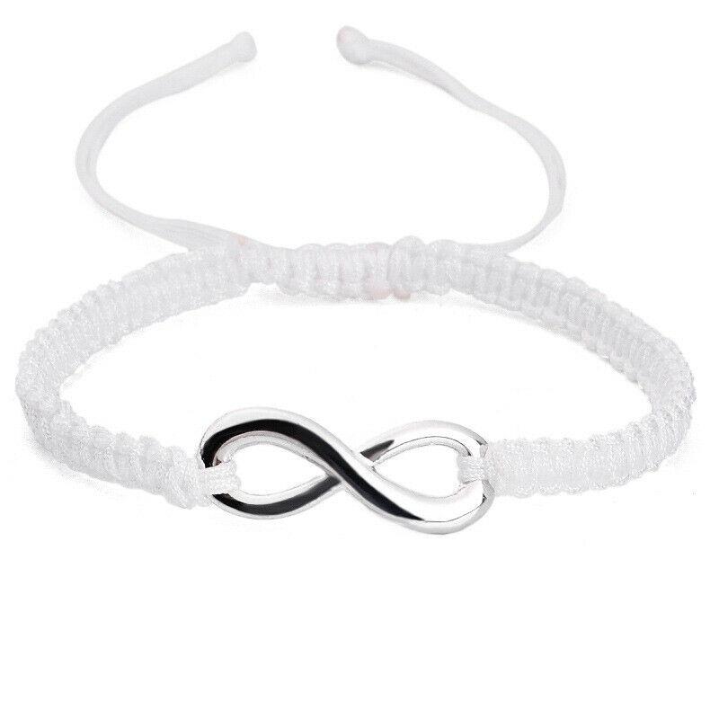 Handmade Womens Black White Red Rope Chain 8 Infinity Charm Love Couples Bracelet Bracelet for Women Jewelry