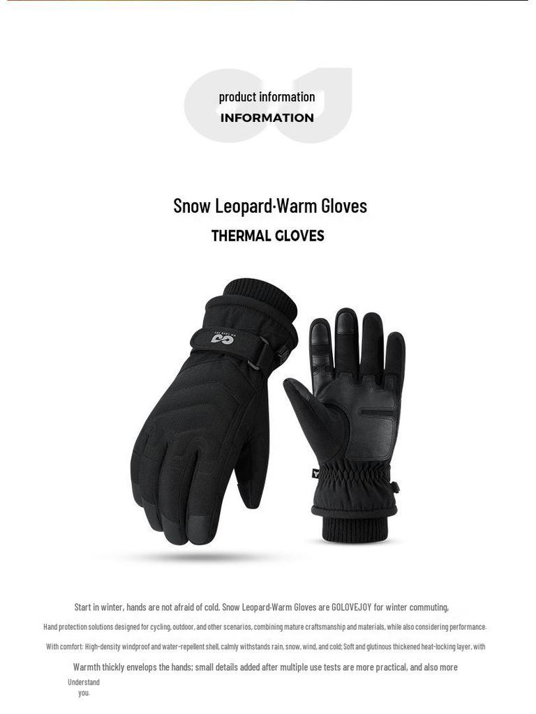 SK42 Unisex Fleece-Lined Ski Gloves: Anti-Slip, Thickened, Warm for Outdoor Sports and Motorcycle Riding