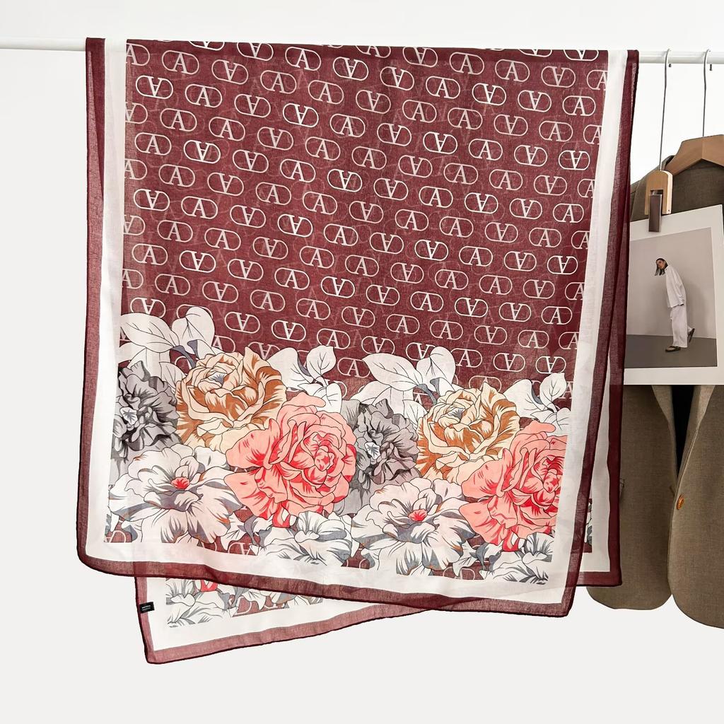 Thin Scarf Versatile Women's Scarf Shawl Imitation Cotton and Linen High-end French Silk Scarf Long Scarf Cross-border Special Supply