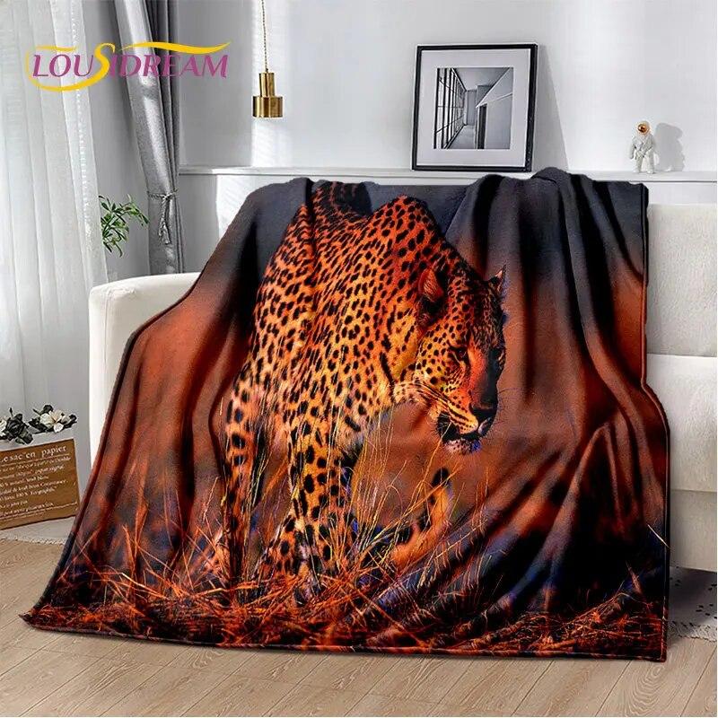 3D Animal Leopard Cheetah Cartoon Beast Soft Plush Blanket,Flannel Blanket Throw Blanket for Living Room Bedroom Bed Sofa Picnic