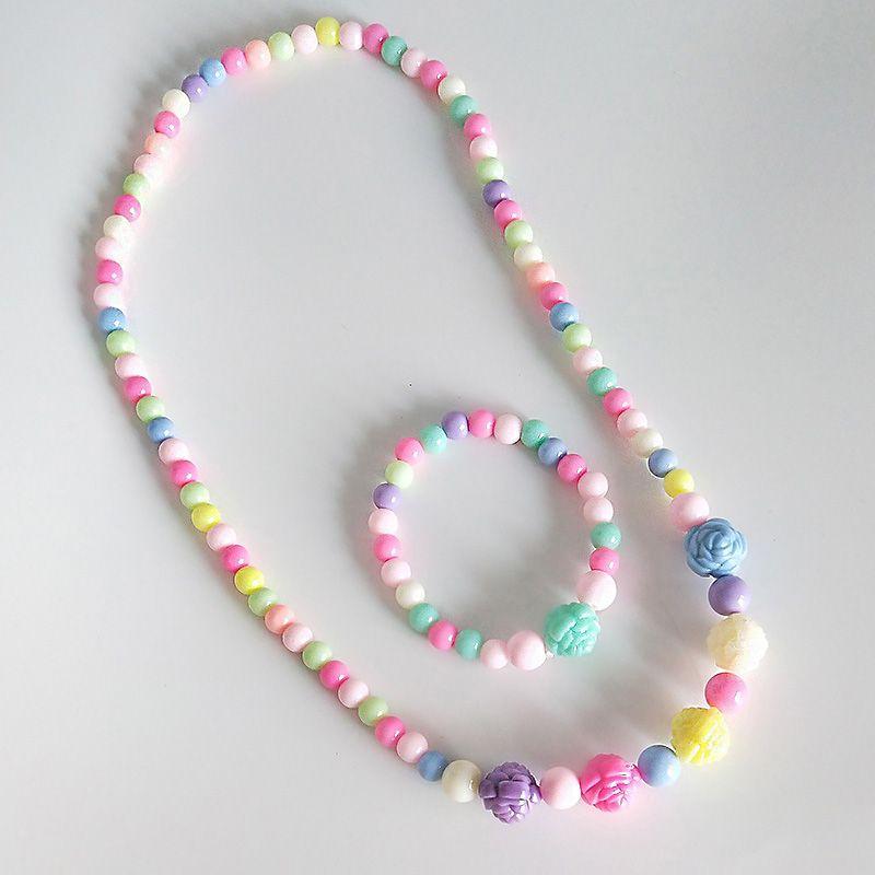 

Комплект ожерелья из украшений Хрустальное эластичное детское ожерелье Spring color double sided Rose
