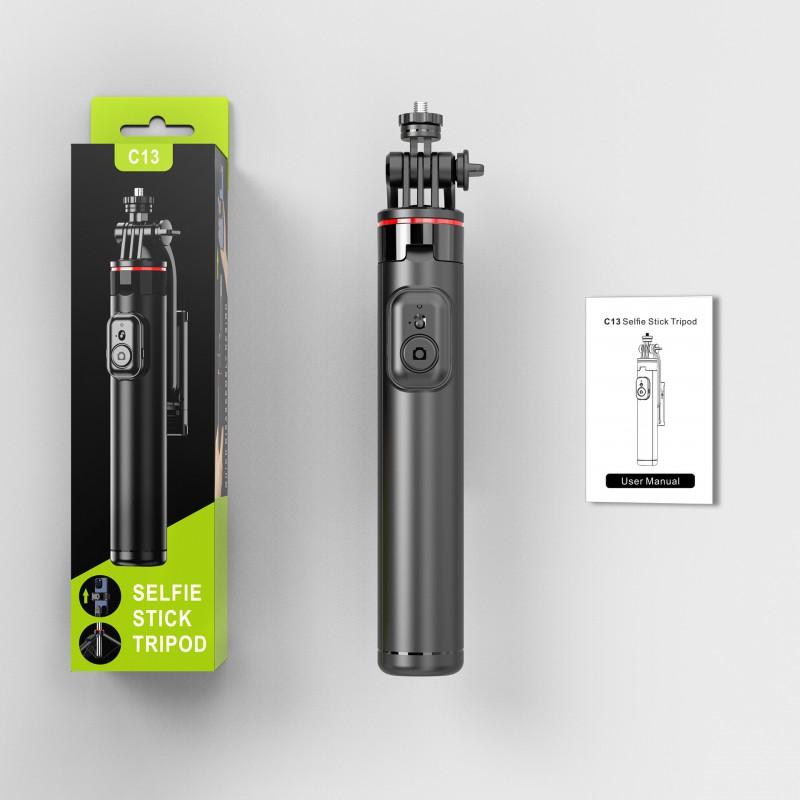 Bluetooth Selfie Stick Tripod With Pan-Tilt Head Adjustable 130cm Phone Mount Desktop Floor Use