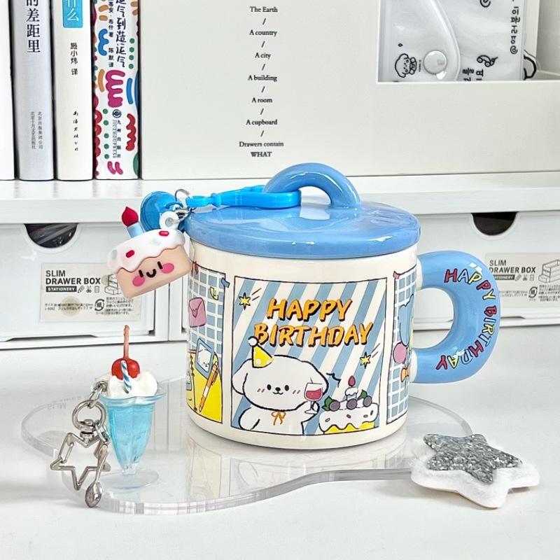 High-value Cake, Rabbit Mug, Couple Ceramic Cup with Lid, Birthday Gift for Boys and Girls, Girlfriend Gift