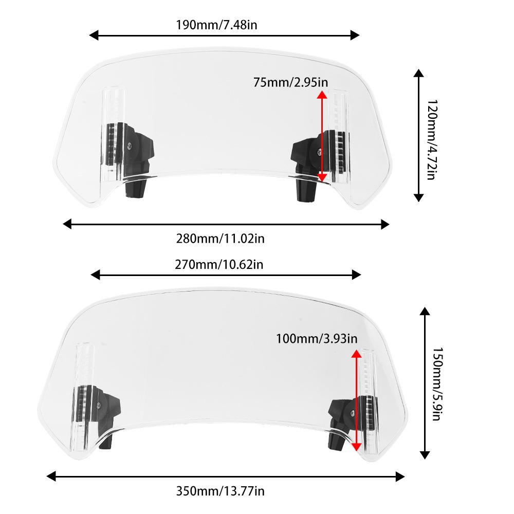 

Удлинитель ветрового стекла мотоцикла Дефлектор ветрового стекла Регулируемое ветровое стекло с клипсой Универсальное для большинства мотоциклов и внедорожников
