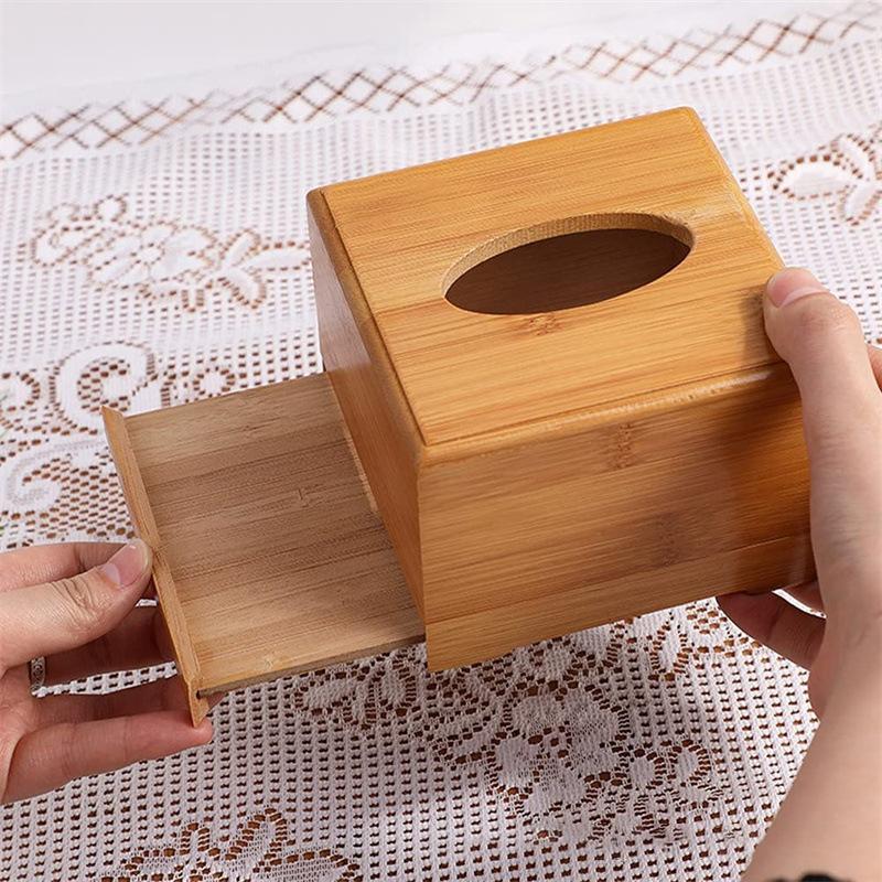 Wooden Tissue Box Modern Minimalist Design Tissue Box Holder Wood Tissue Case For Hotel Restaurant Hotel Office Easy-Refill
