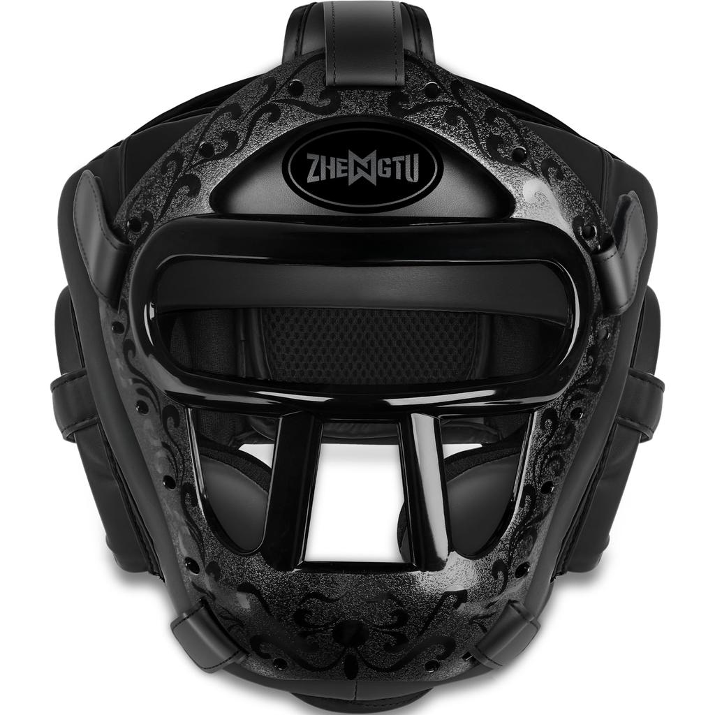 ZHENGTU Perfektní chránič hlavy Doporučený bojovníkem RIZIN Makoto Celoobličejový s odnímatelným chráničem obličeje pro trénink bojových dovedností [Unisex / Shinryu] box.