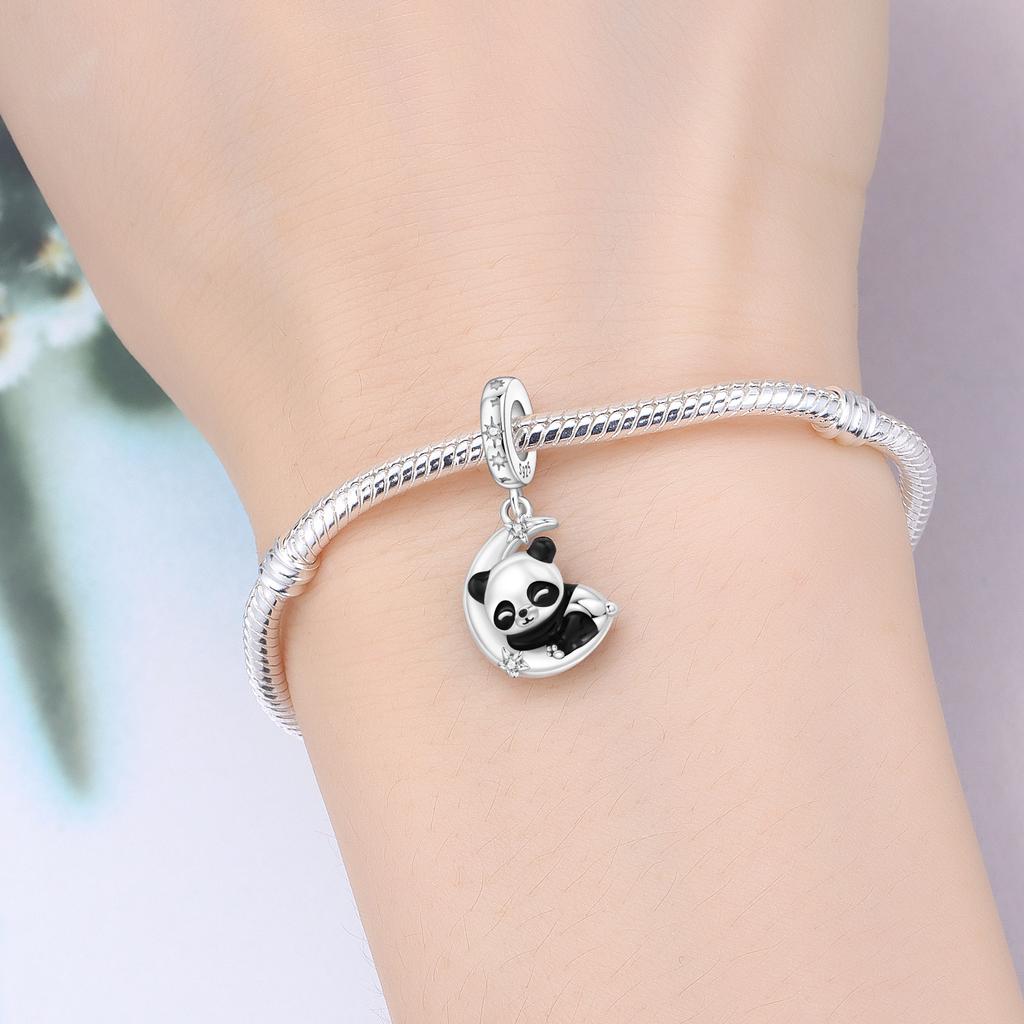 Copper Sleeping Panda Animal Beads Original Pendants Bracelet Charm Jewelry Party Diy Trendy Gifts