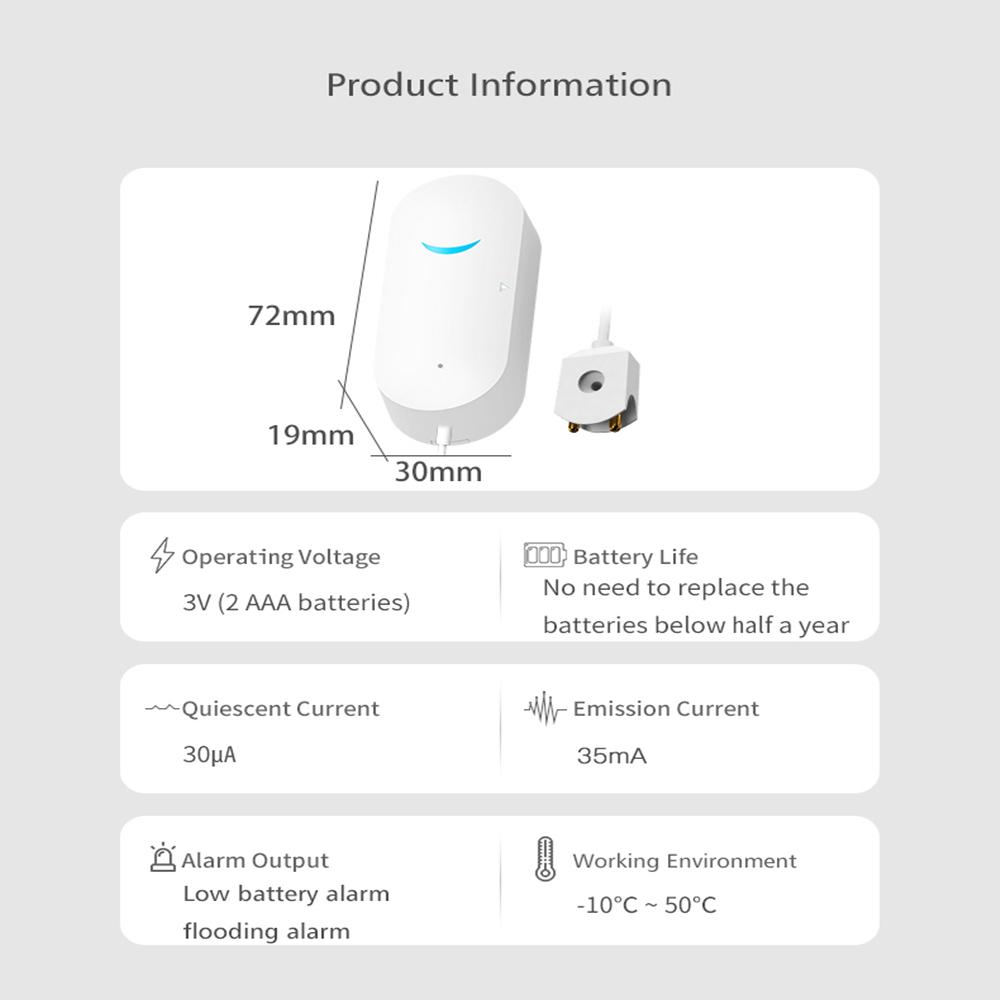 WiFi Water Leak Sensor Security Leakage Overflow Alarm Home Household Detector