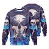 Men's Long Sleeve Neck Sweatshirt with Halloween Print, Casual Loose Fit