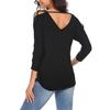 Damen Hollow Cutout V-Rücken Rückenfrei V-Ausschnitt 3/4 Ärmel Shirt