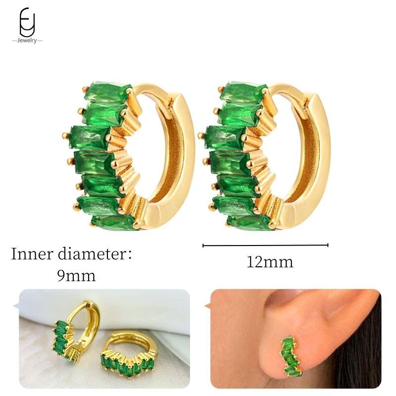 925 Silbernadel Grüne Zirkon Gold Ohrringe Herz Creolen für Damen Zarte Steckerohrringe Luxuriöser Schmuck Geschenke