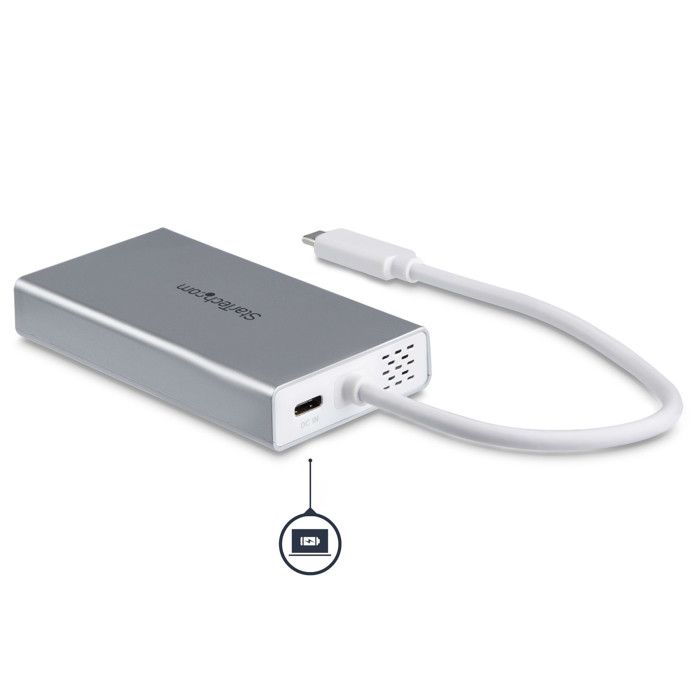 USB-C multiportadapter - STARTECH.COM - HDMI 4K - Power Delivery - Sølvfarget og hvit
