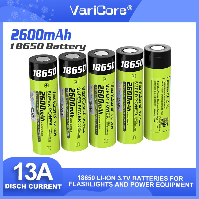VariCore VC-1826 18650 3.7V 2600mAh High Capacity High Drain 13A Rechargeable Lithium Battery  for DIY/RC/Drill