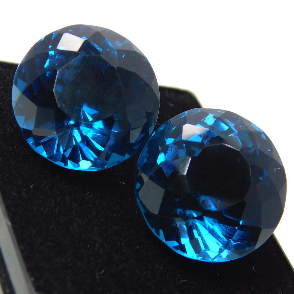 A+ CERTIFIED Blue Sapphire 55Ct Round Cut Loose Gemstone Pair for Jewelry Making