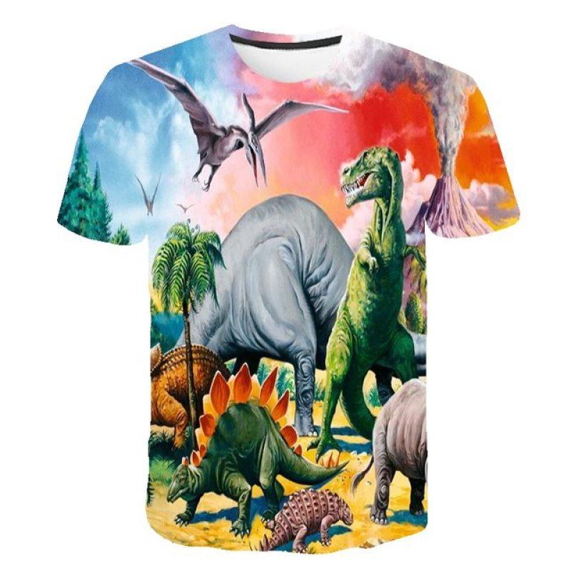 Summer Children's 3d Print T-Shirt Children Boys Girls Kid's Dinosaur Shirts Child Baby Cartoon Tee Top Jurassic Park Clothing