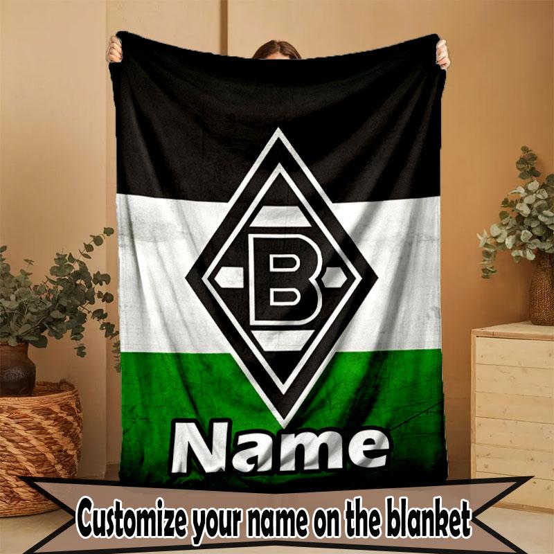Custom Name Personalized Borussia Monchengladbach Print Blanket, Home Decor, Bedroom, Sofa, Camping, Couch, Gifts for Birthday Christmas