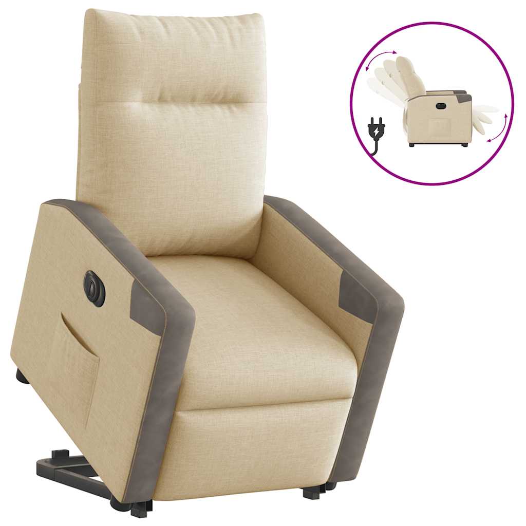 Electric Recliner Chair with Rising Assistance Cream Fabric