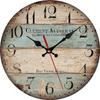30CM Silent Wall Clock,Vintage Pattern Wooden Cardboard Wall Clock, European Retro Clock for Chic Home Office Cafe Decor